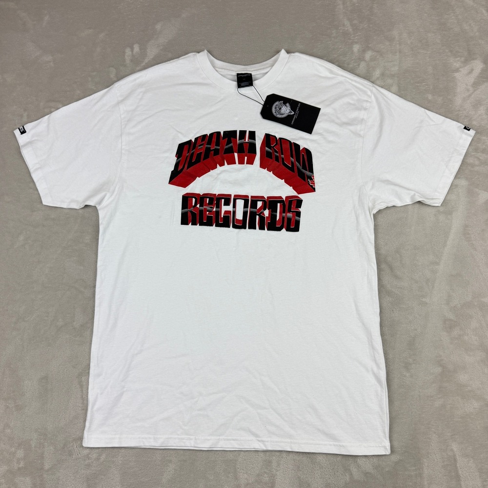 Crooks & Castles T-Shirt Death Row Records Men Large White Graphic Rap Tee NEW